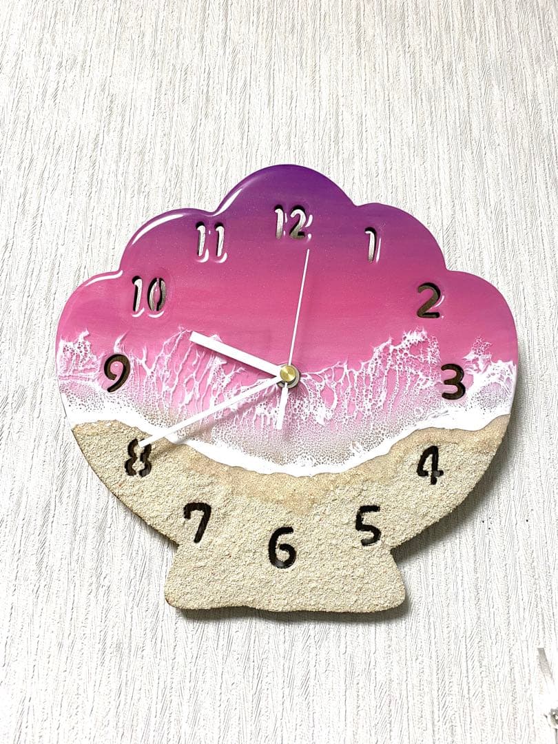 まーやん！海レジンアート〜シェル型Ocean clock24cm