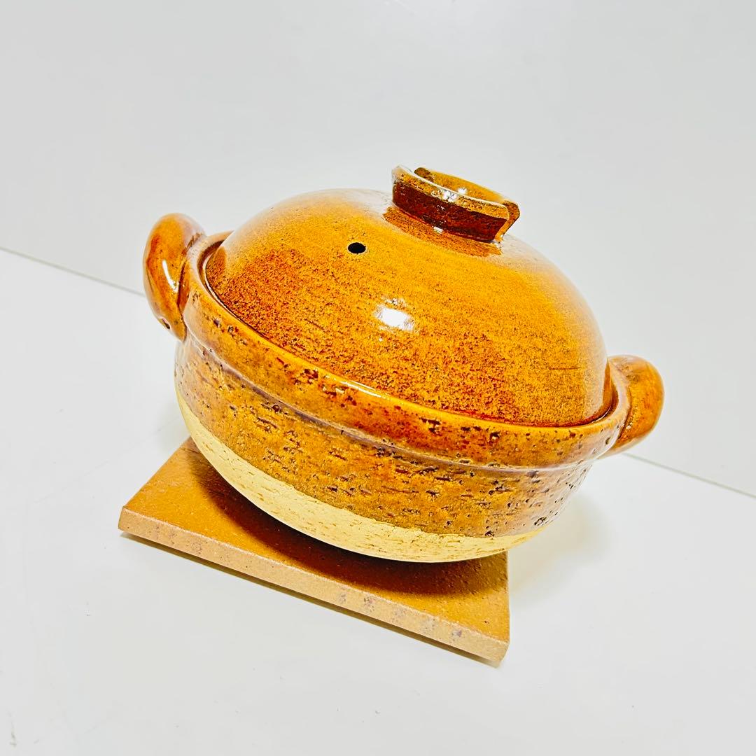 【美品】長谷園 かまどさん 3合炊き 土鍋 CT-01 炊飯 伊賀焼 飴色