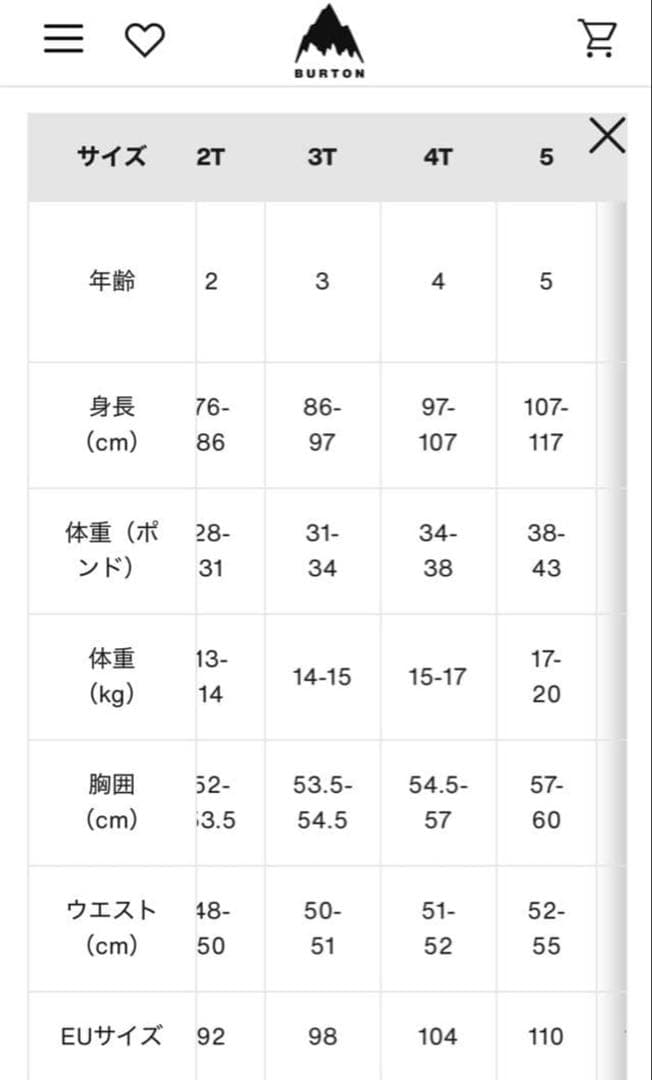 BURTON スノーボード キッズ ビブパンツ サイズ5 110cm ブラック