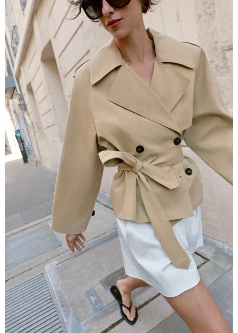 新品タグ付★ZARA ショートトレンチコート M
