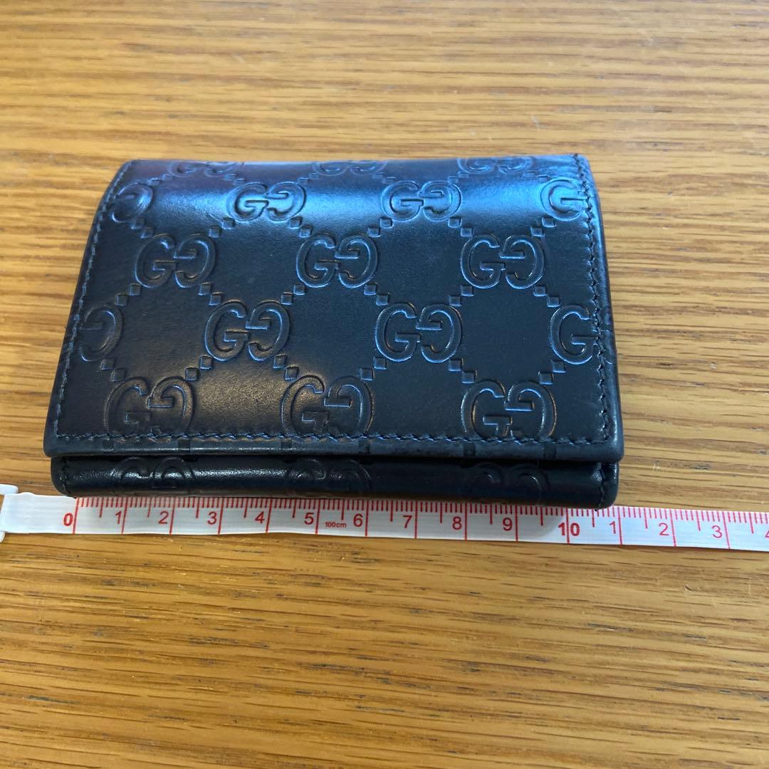 GUCCI シマ カードケース 名刺入れ GG柄 カードケース レザー ブラック