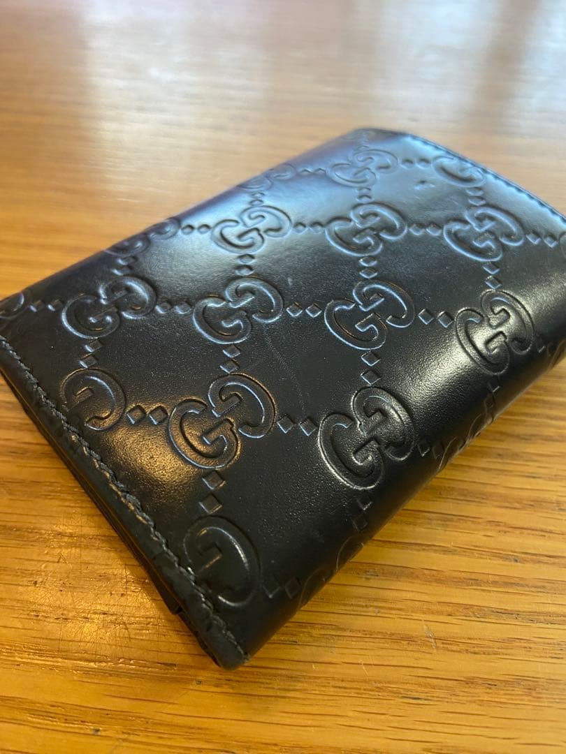 GUCCI シマ カードケース 名刺入れ GG柄 カードケース レザー ブラック