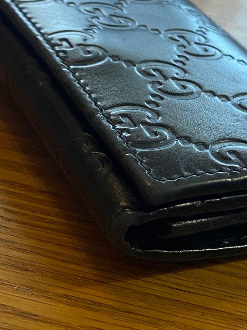 GUCCI シマ カードケース 名刺入れ GG柄 カードケース レザー ブラック