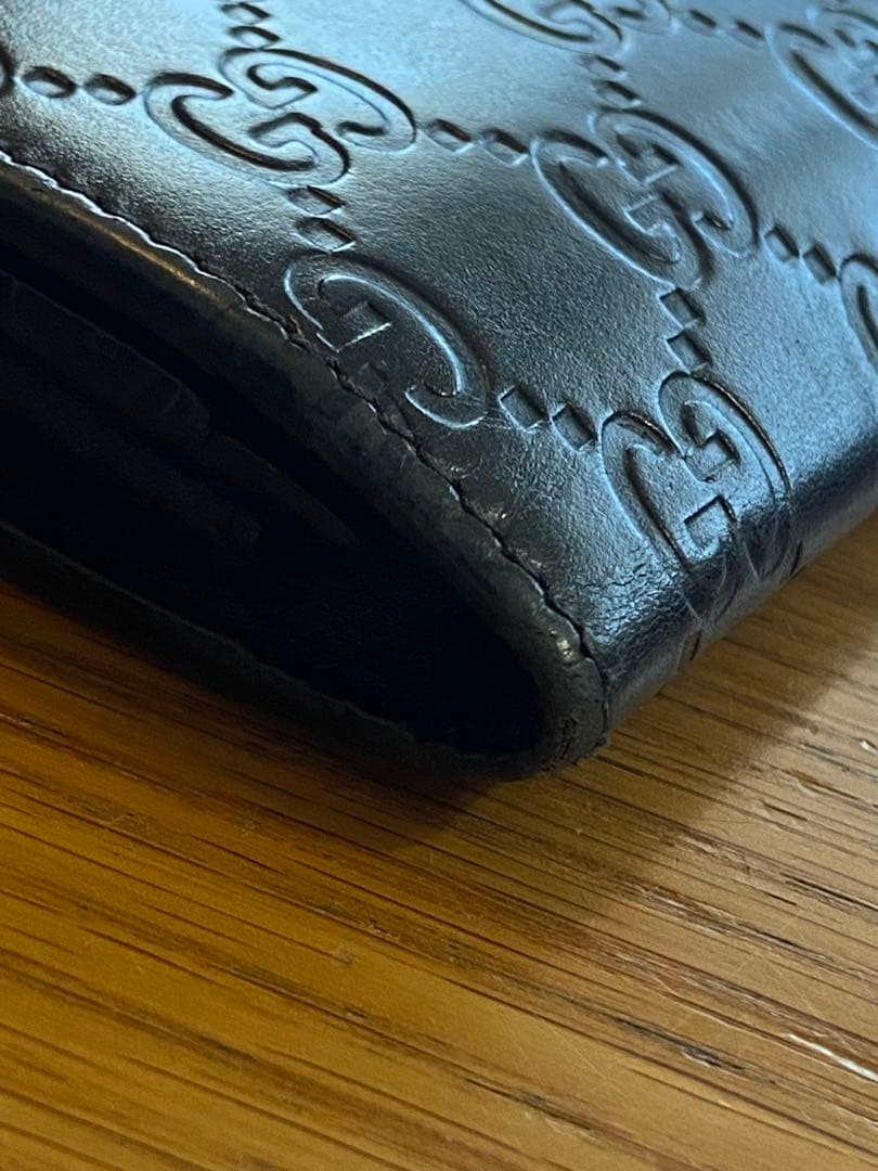 GUCCI シマ カードケース 名刺入れ GG柄 カードケース レザー ブラック