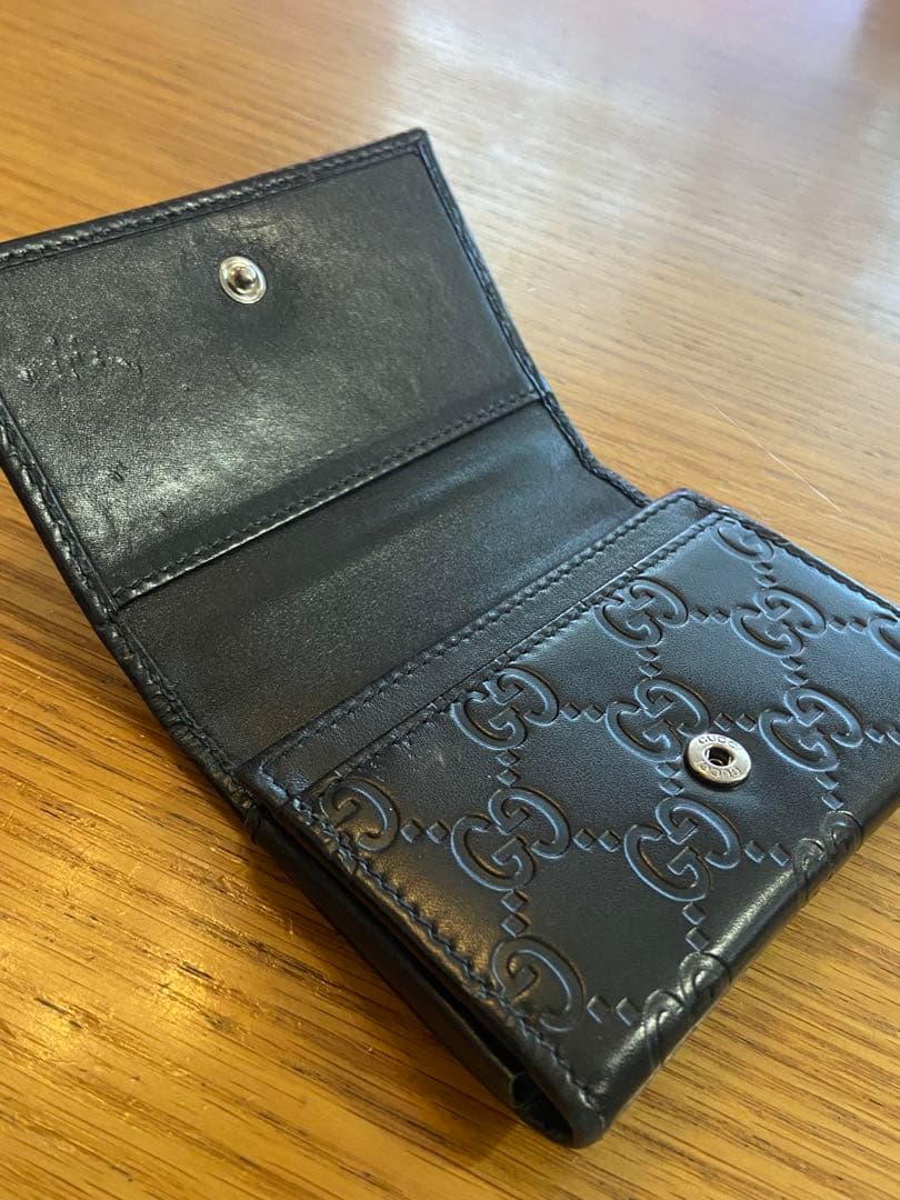 GUCCI シマ カードケース 名刺入れ GG柄 カードケース レザー ブラック