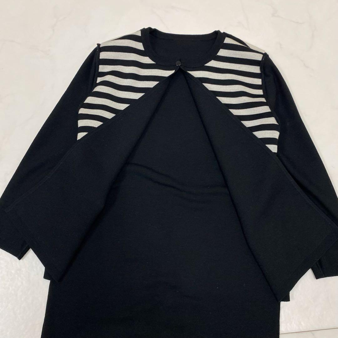 美品★MaxMara ひざ丈ワンピース 最高級白タグ ボーダー S