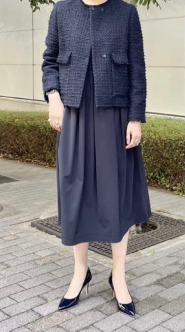 ボールジィ ポリエステルストレッチタフタ タックギャザーワンピース 36
