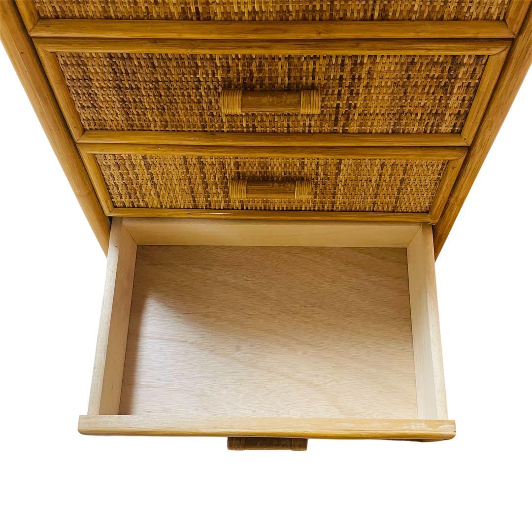 【良品】ラタン 箪笥 4段 チェスト 昭和レトロ ヴィンテージ 籐
