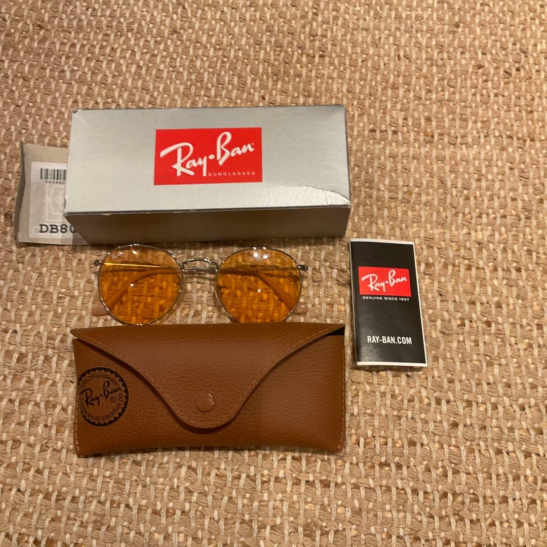 Ray-Ban ラウンドサングラス　シルバーフレーム　オレンジブラウングラス