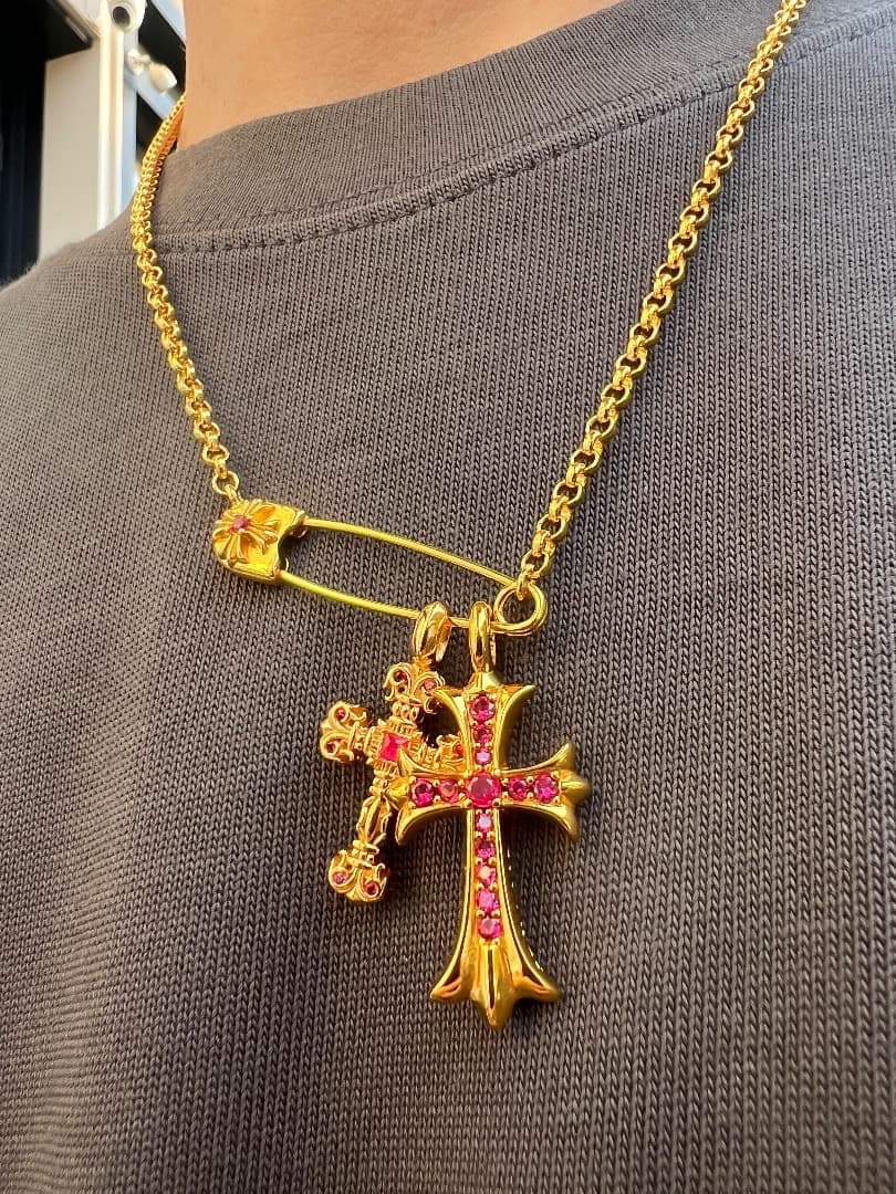 ★DJFZ2SZ　22K金メッキS925　クロスネックレスセット