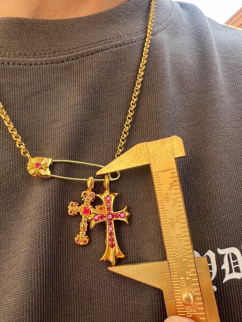 ★DJFZ2SZ　22K金メッキS925　クロスネックレスセット