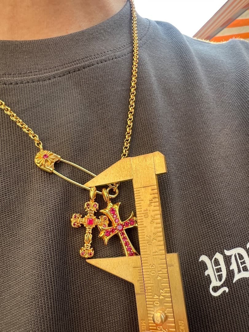 ★DJFZ2SZ　22K金メッキS925　クロスネックレスセット