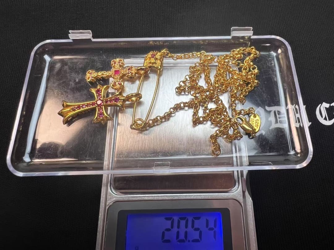 ★DJFZ2SZ　22K金メッキS925　クロスネックレスセット