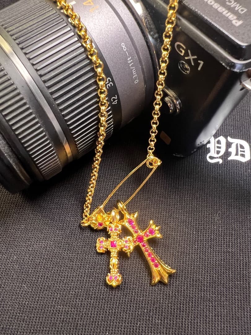 ★DJFZ2SZ　22K金メッキS925　クロスネックレスセット