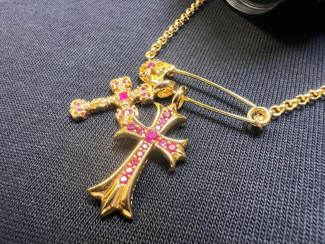 ★DJFZ2SZ　22K金メッキS925　クロスネックレスセット