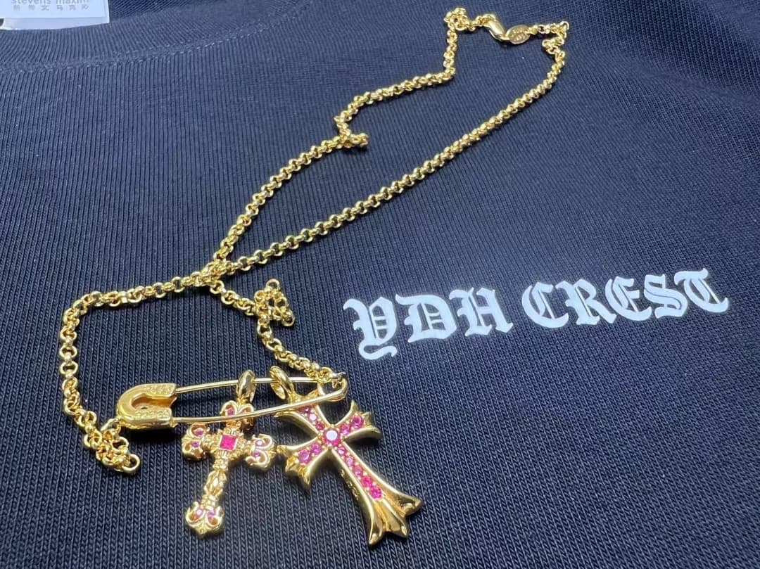 ★DJFZ2SZ　22K金メッキS925　クロスネックレスセット