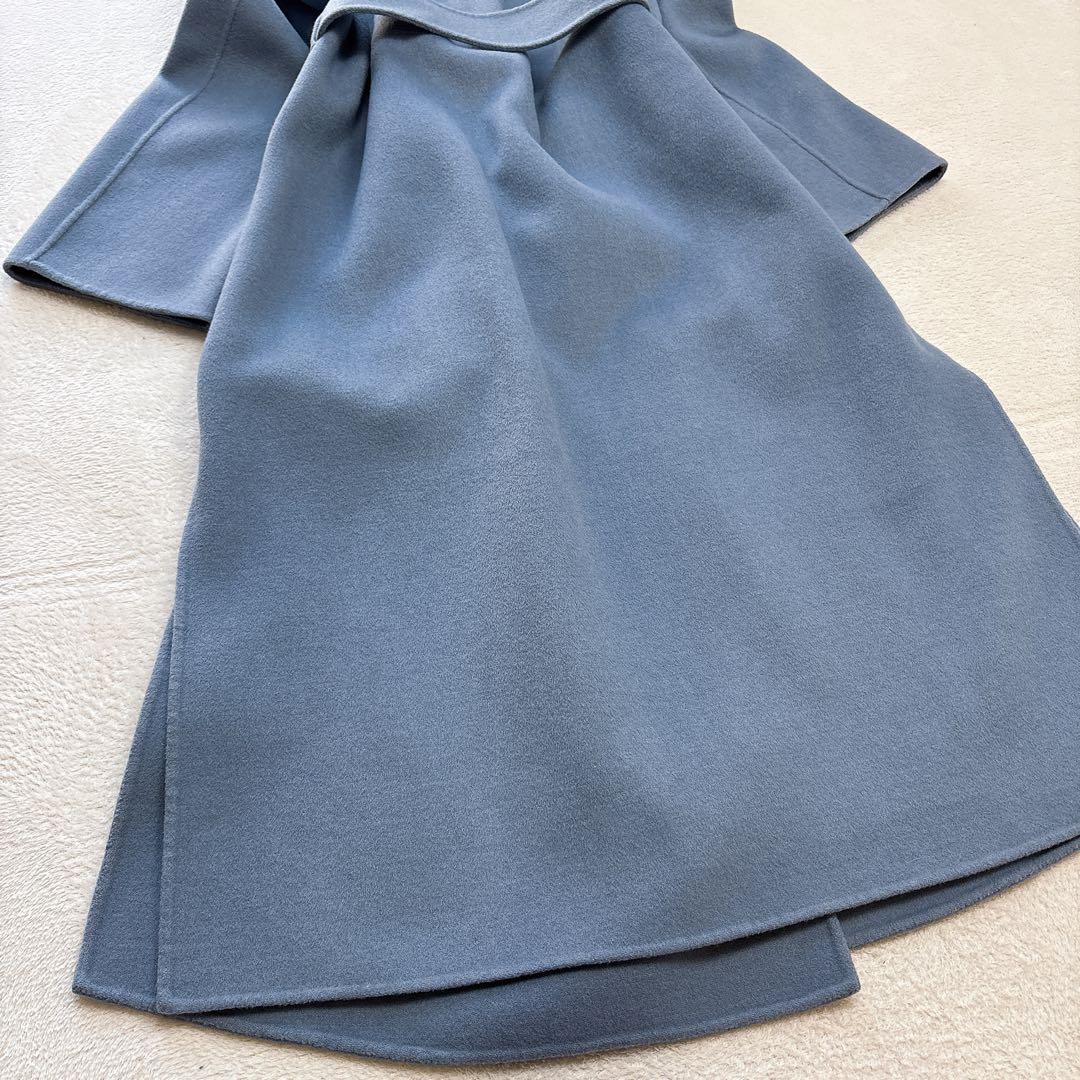 【美品✨️クリーニング済み】ノーブル リバーノーカラーコート ブルー 36