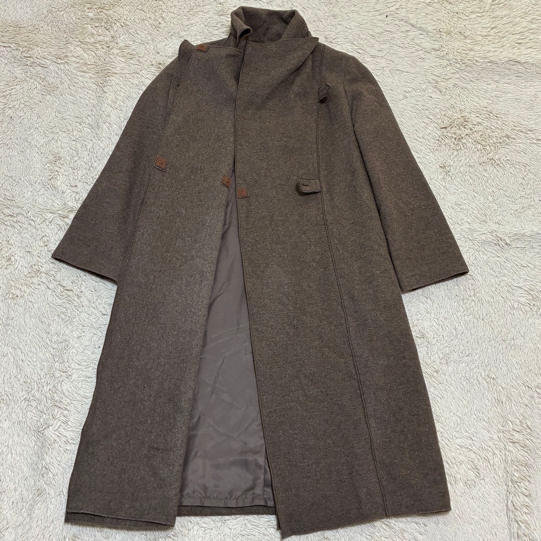 HIROKO KOSHINO 美品 変形ロングコート ウール デザインコート