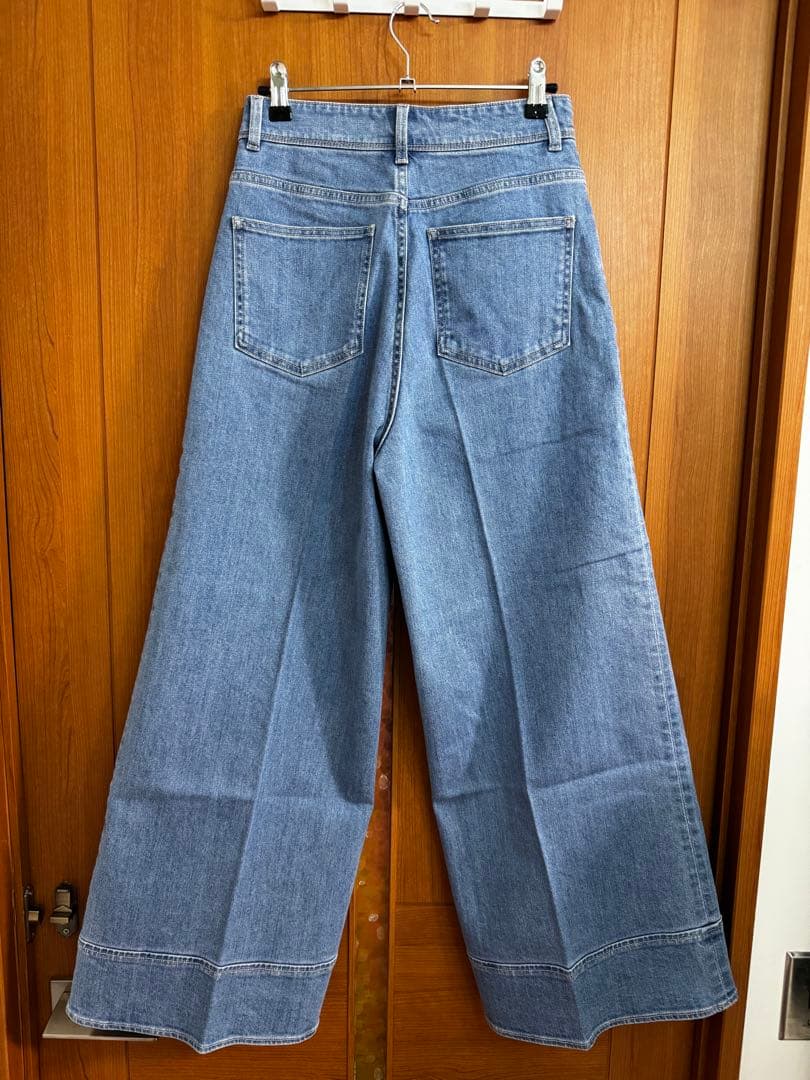 ANAYI ストレッチデニムワイドパンツ ブルー38 新品未使用品