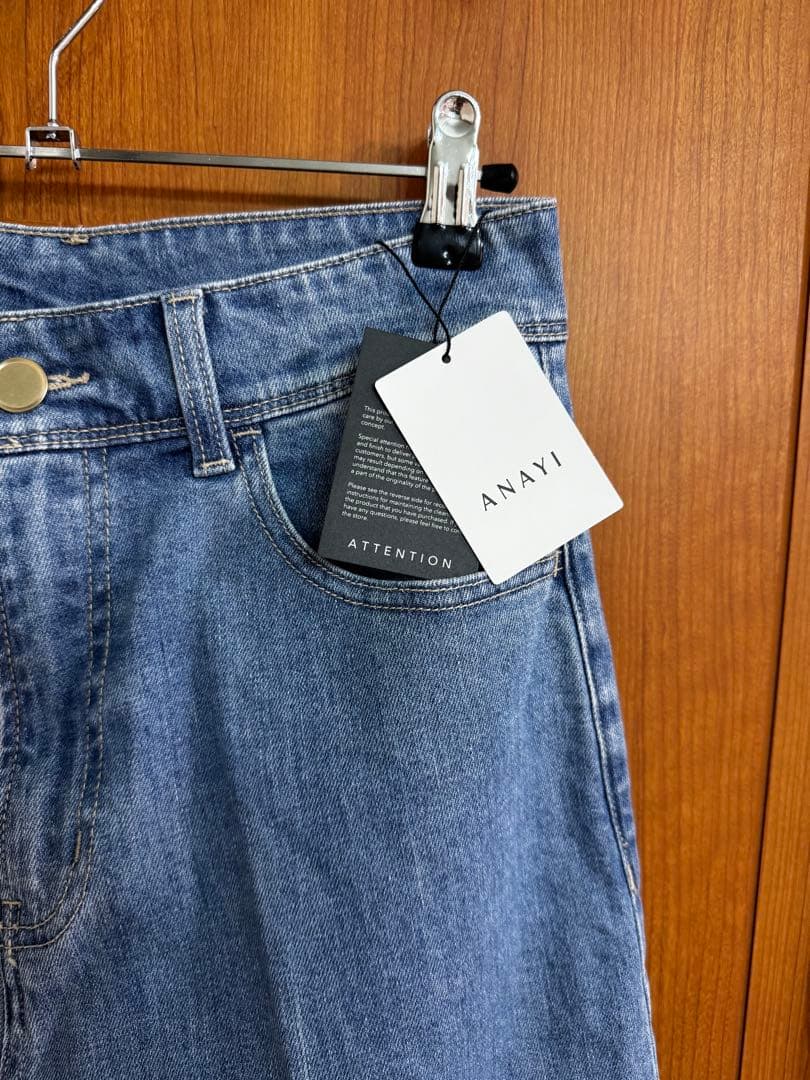 ANAYI ストレッチデニムワイドパンツ ブルー38 新品未使用品