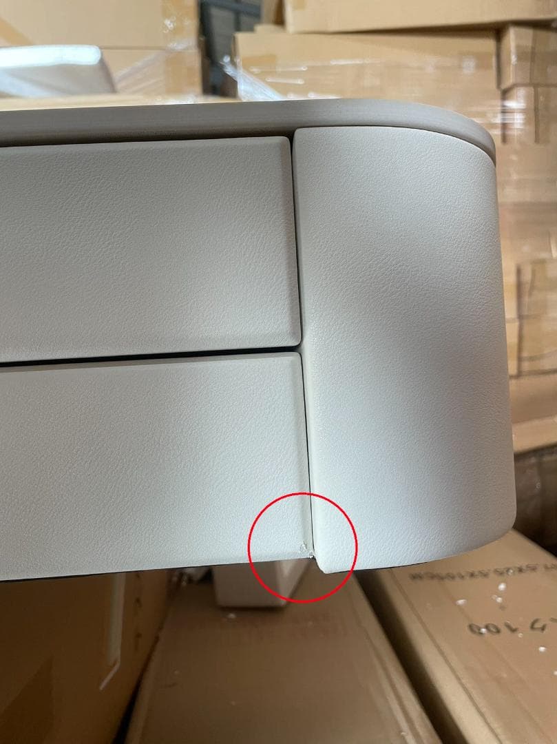 ホワイト モダンドレッサー デスクのみ204-100-02訳あり品写真をご確認