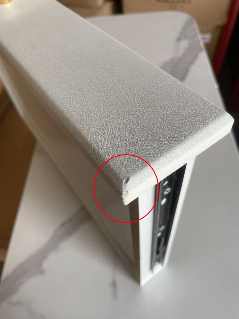 ホワイト モダンドレッサー デスクのみ204-100-02訳あり品写真をご確認