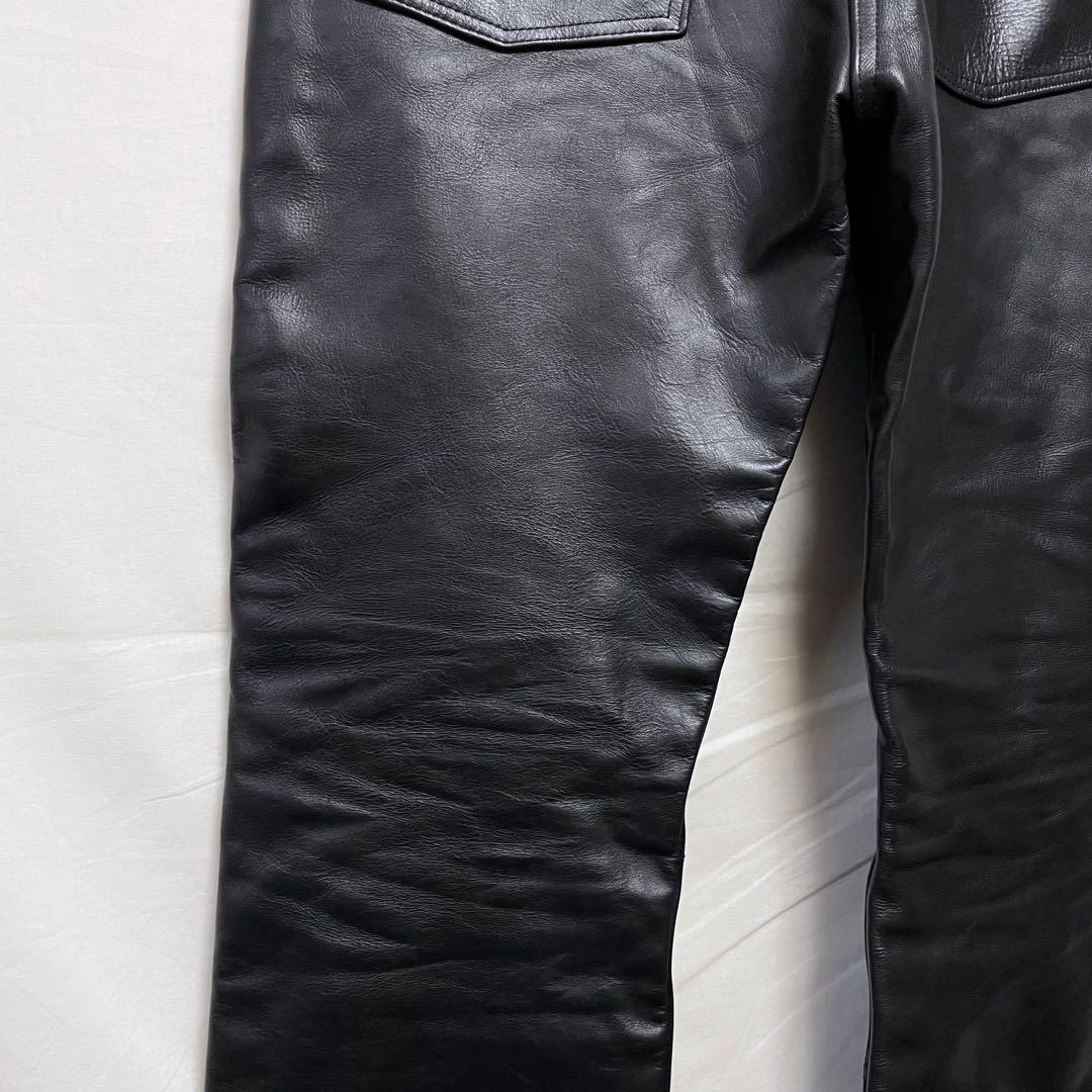 美品 vanson レザーパンツ W36 USA製 ブラック 本革 牛革