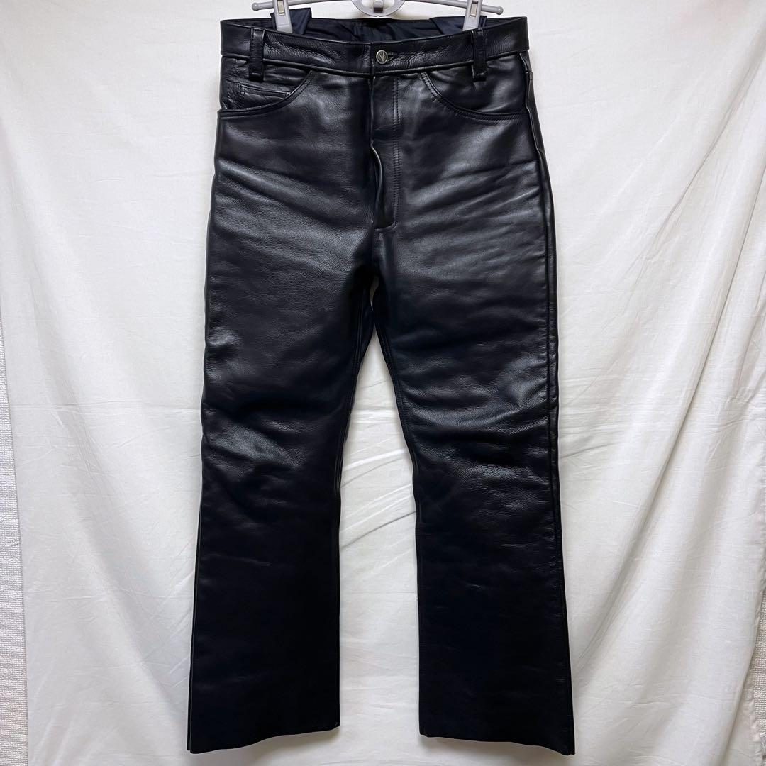 美品 vanson レザーパンツ W36 USA製 ブラック 本革 牛革