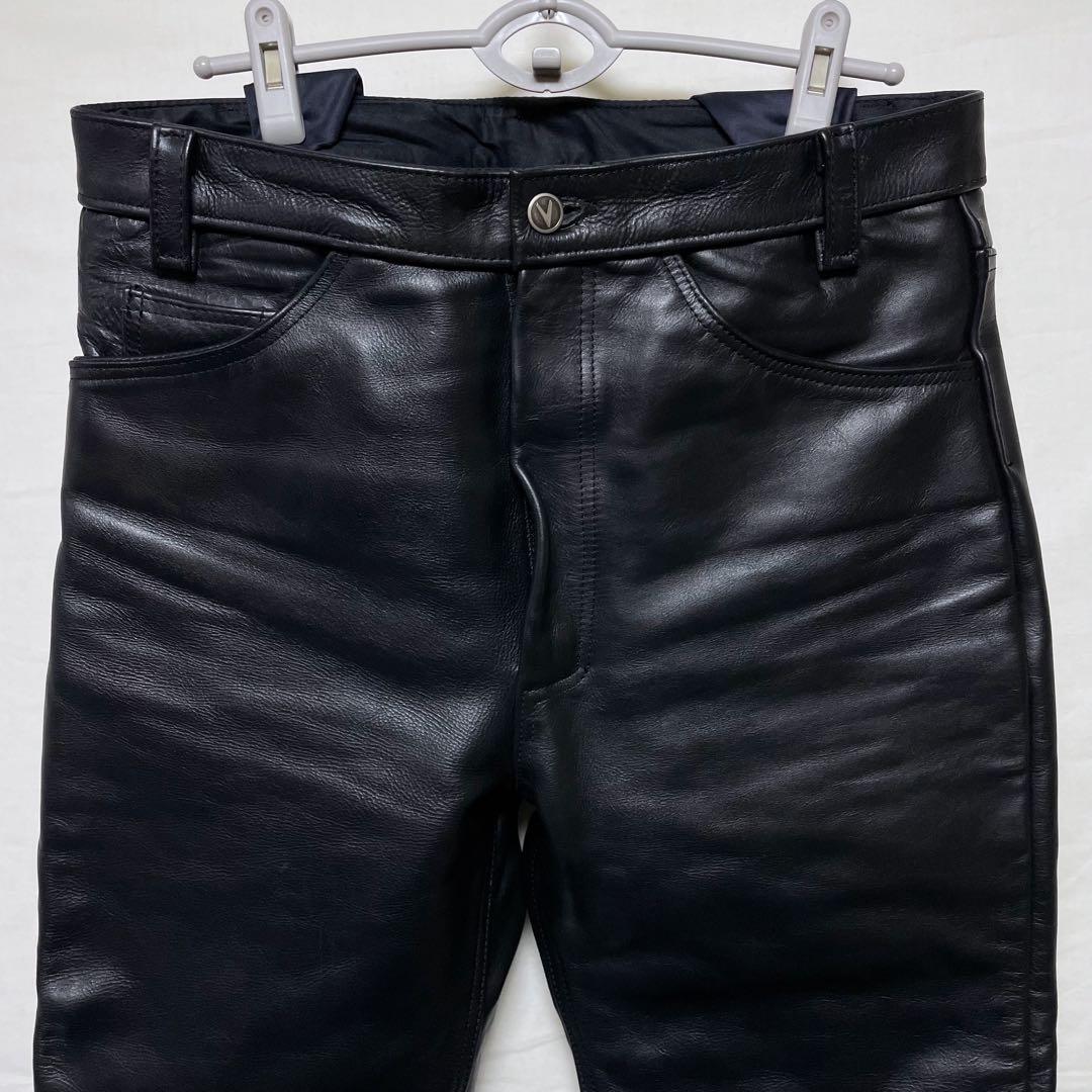 美品 vanson レザーパンツ W36 USA製 ブラック 本革 牛革
