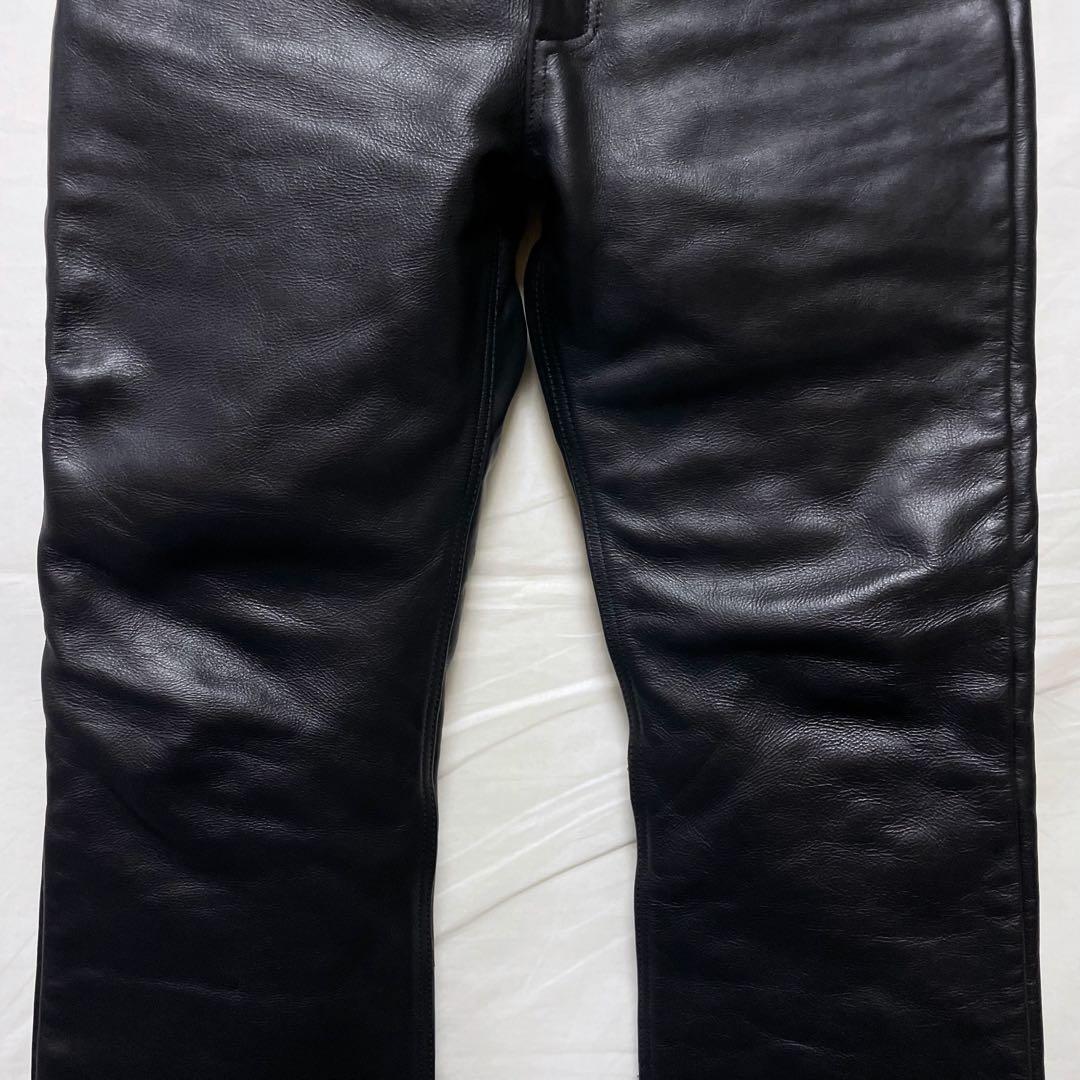 美品 vanson レザーパンツ W36 USA製 ブラック 本革 牛革