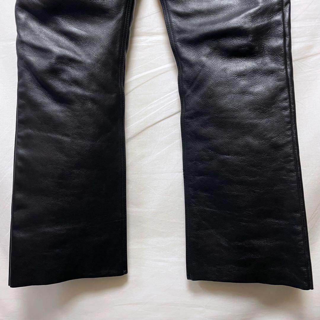 美品 vanson レザーパンツ W36 USA製 ブラック 本革 牛革