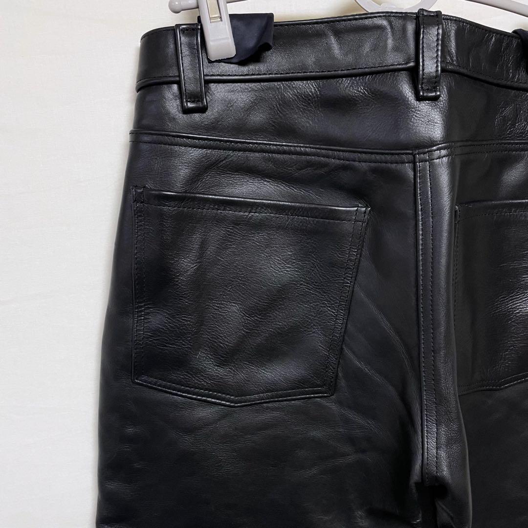 美品 vanson レザーパンツ W36 USA製 ブラック 本革 牛革