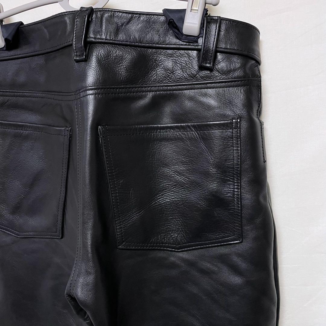 美品 vanson レザーパンツ W36 USA製 ブラック 本革 牛革