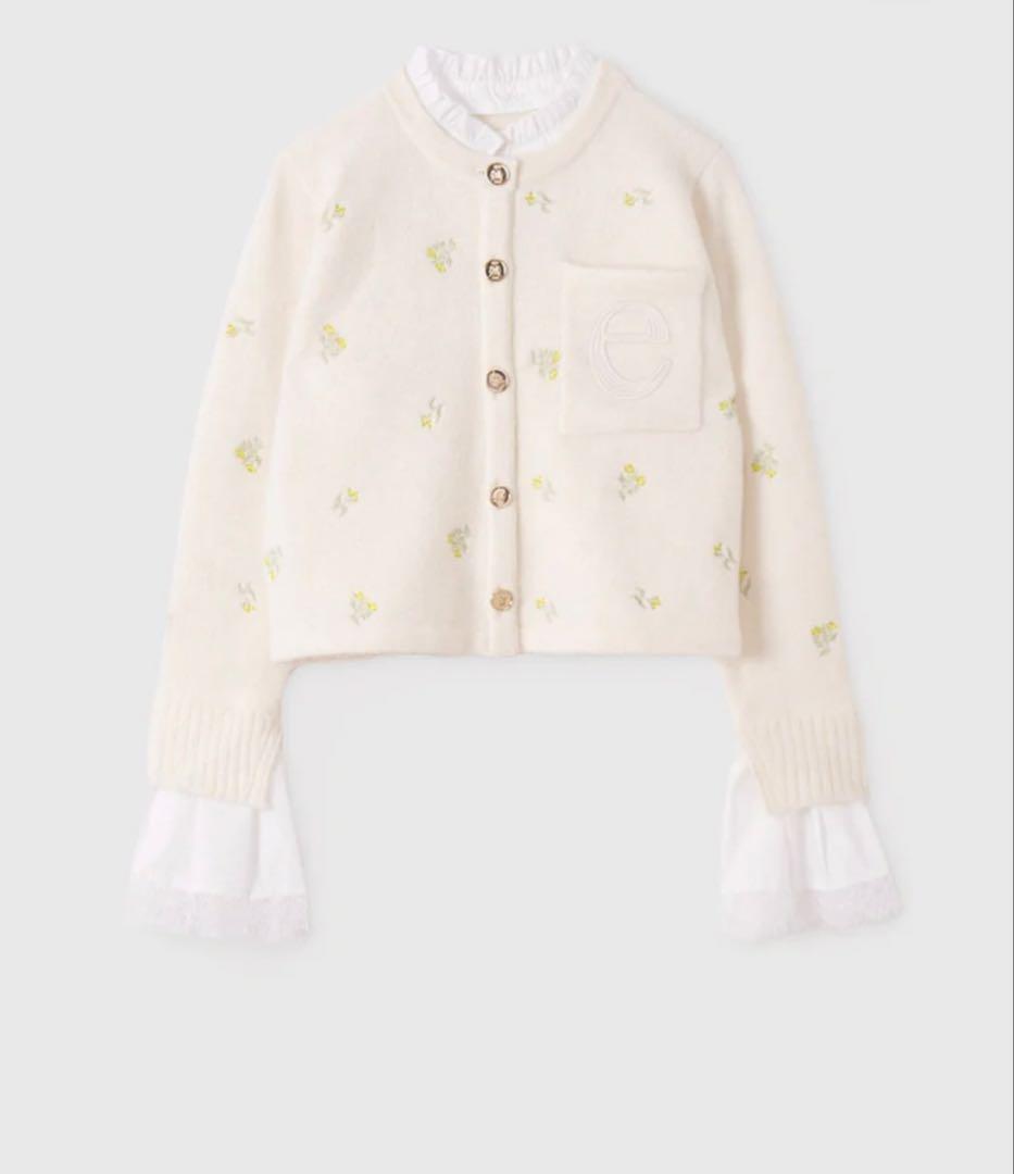【新品・未開封】 Attachedcollar フラワー モチーフカーディガン