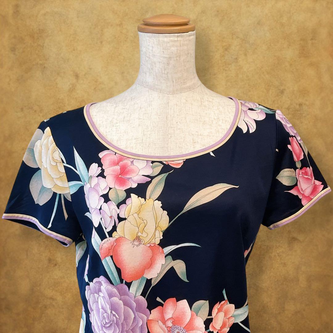 【時巡る】LEONARD 半袖カットソー　Tシャツ　花柄　L 春夏