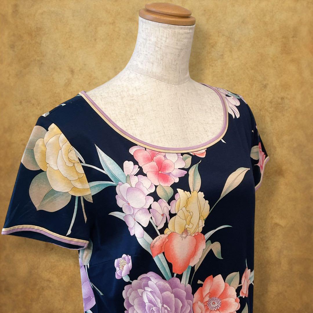 【時巡る】LEONARD 半袖カットソー　Tシャツ　花柄　L 春夏