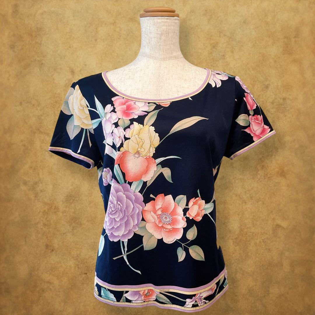 【時巡る】LEONARD 半袖カットソー　Tシャツ　花柄　L 春夏
