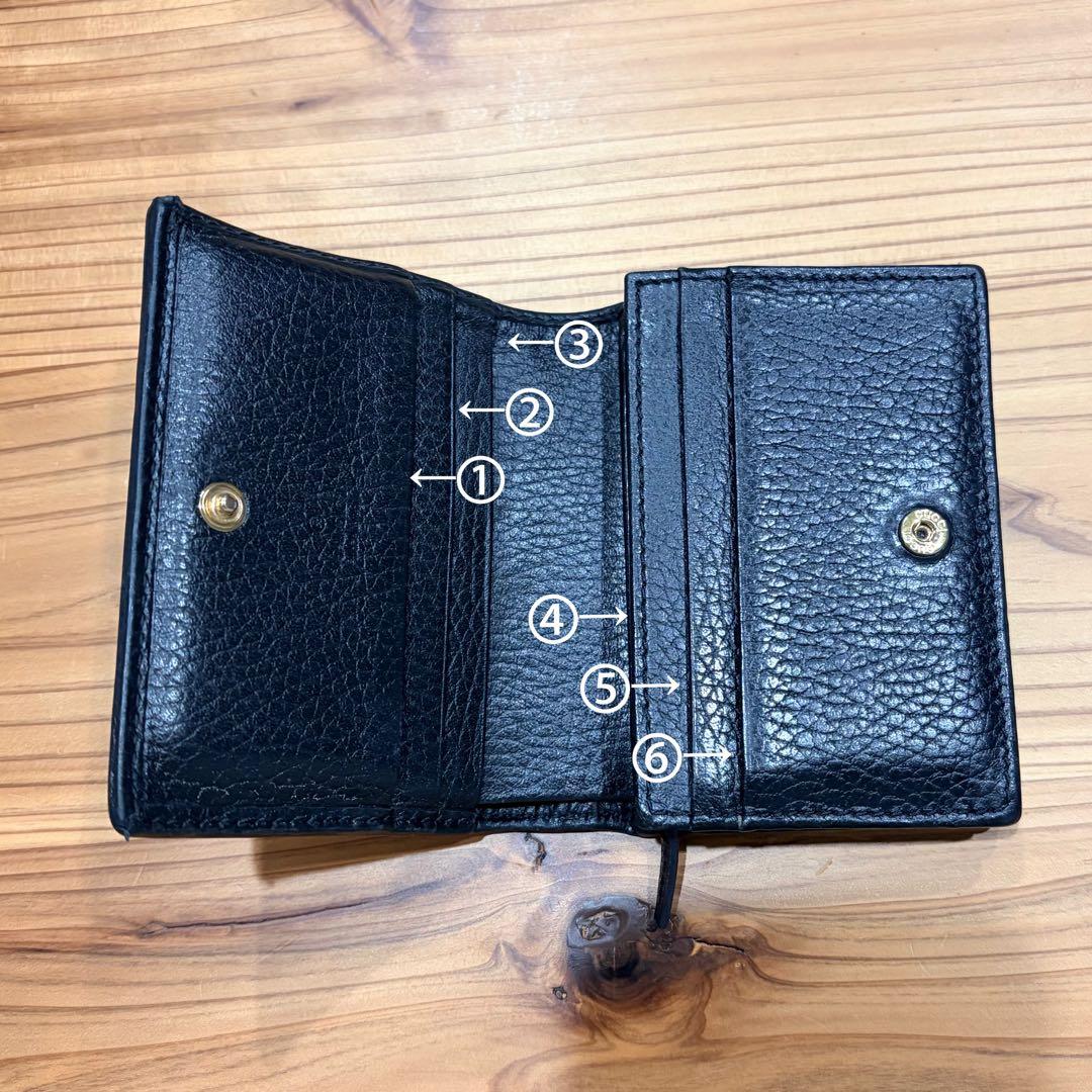 Gucci 黒 レザー 二つ折り財布