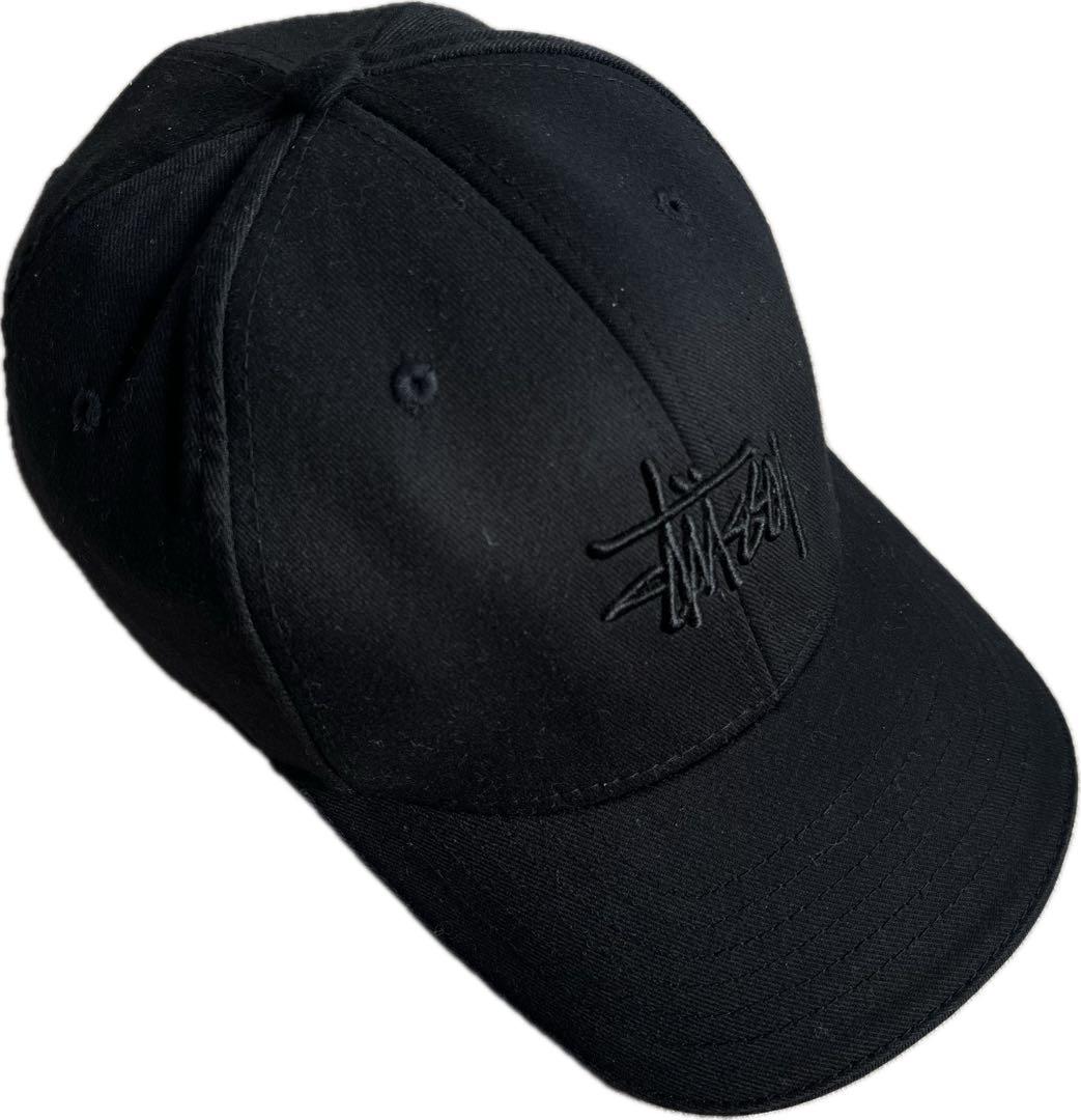“Black Cap” old stussy 刺繍ロゴ 6パネルキャップ 黒