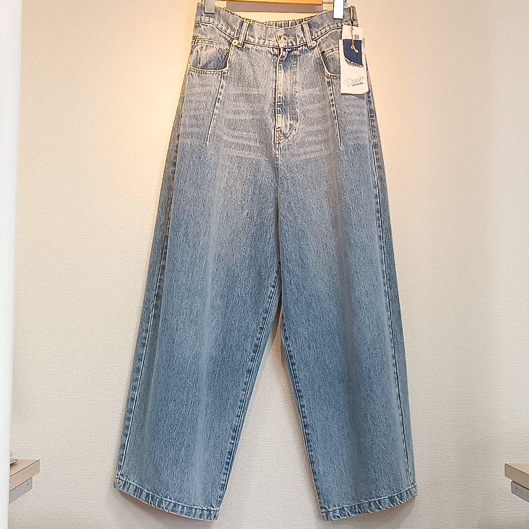 新品タグ付 シニカル デニム ワイド パンツ L〜LLサイズ ブルー Mal.