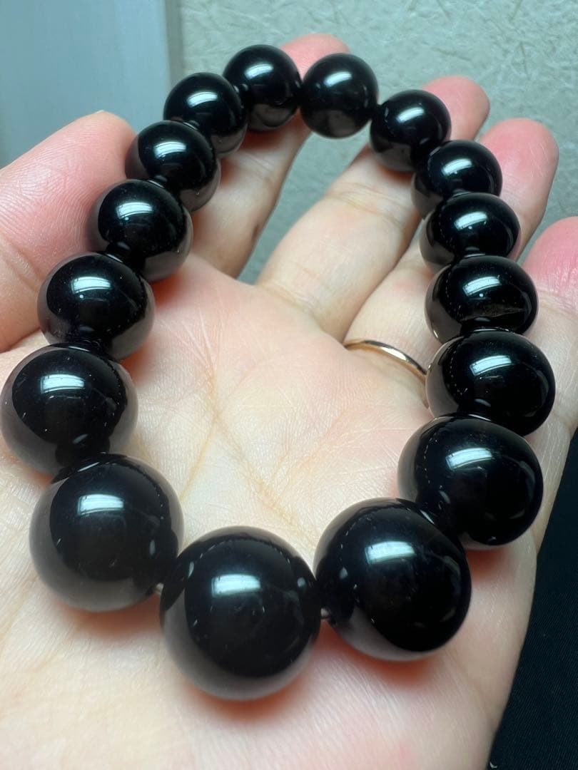 魔除けの王様⭐︎モリオン(黒水晶)ブレスレット13.7ミリ