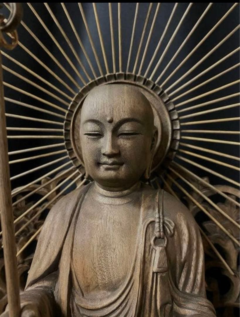 大型高66cm 井波彫刻 仏教工芸品　時代彫刻　香樟材　木彫仏教　地蔵菩薩立像