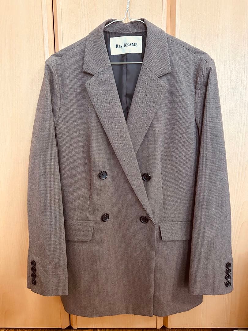 Ray beams シャークスキン 4ボタン ブラウン ダブルジャケット　M-L