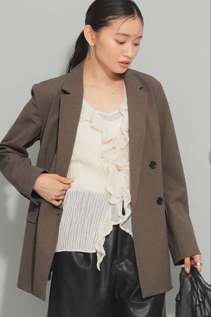 Ray beams シャークスキン 4ボタン ブラウン ダブルジャケット　M-L