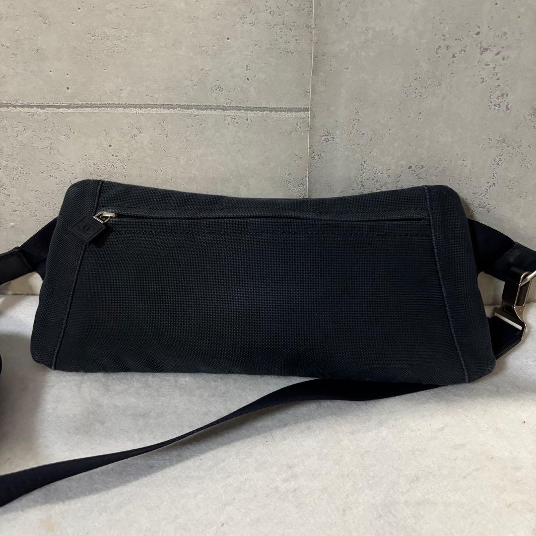 ［美品］シャネル　スポーツライン　ウエストポーチ　デカココ　ネイビー　キャンバス