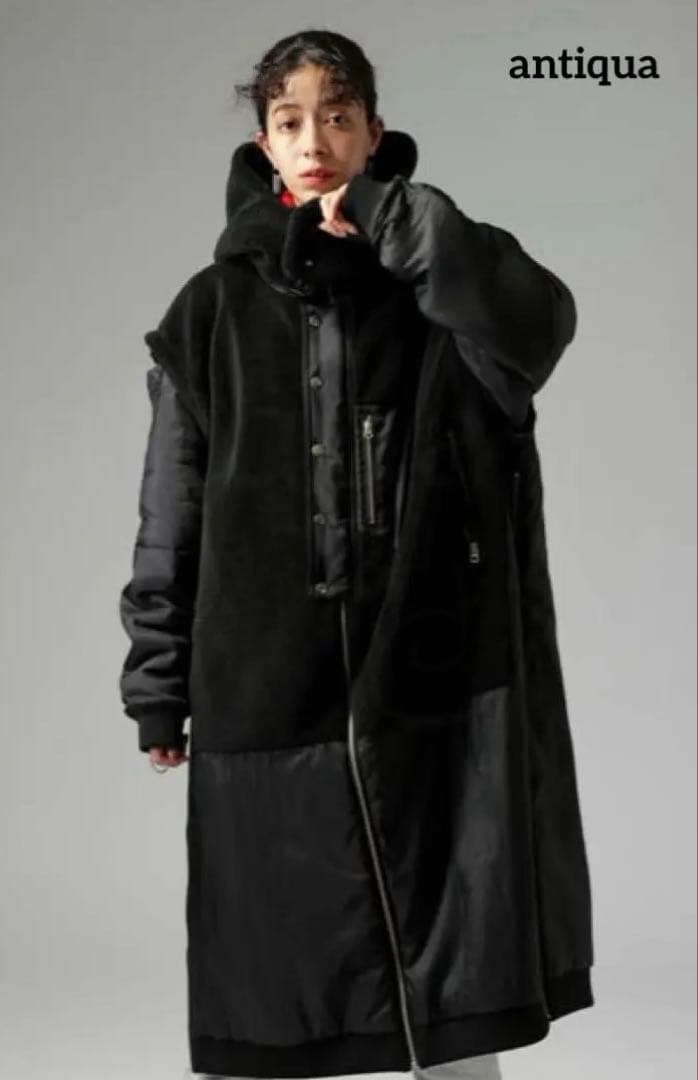 《極美品》antiqua 4WAY ダウンのような暖かさ ボアドッキングアウター