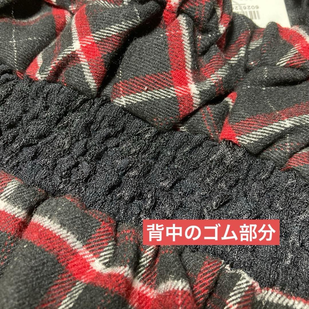 TRALALA リズリサ 赤黒チェック フリルキャミワンピース レース