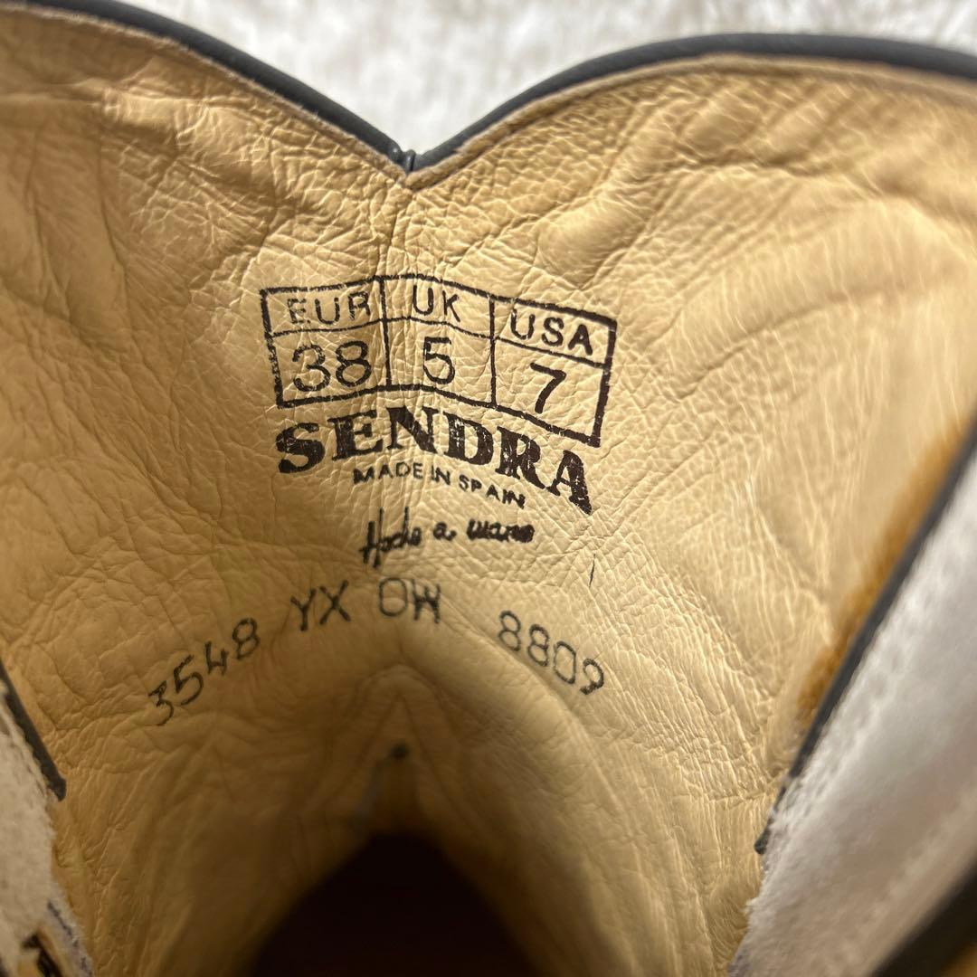 【極美品】SENDRAレザーウエスタンブーツ グレー×ホワイト 38 24cm