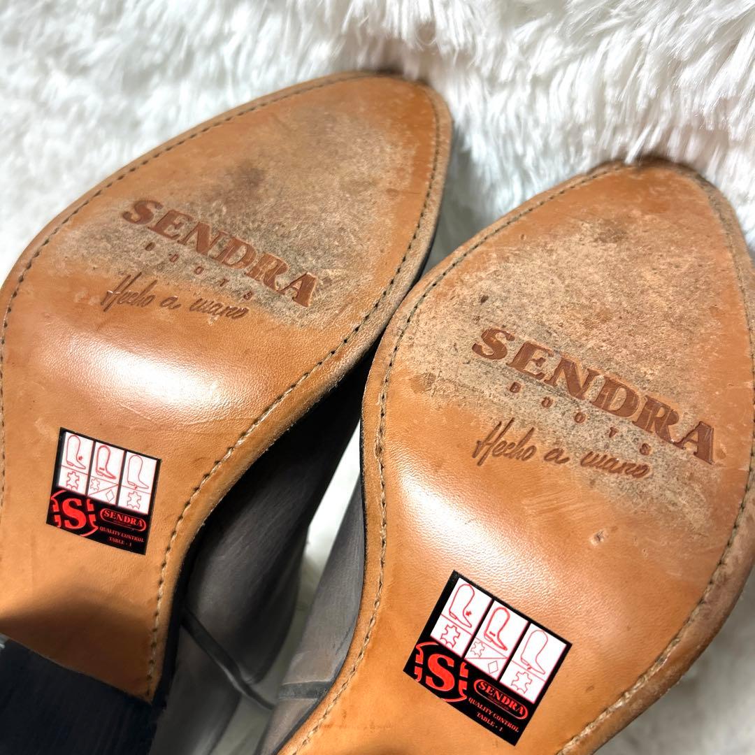 【極美品】SENDRAレザーウエスタンブーツ グレー×ホワイト 38 24cm