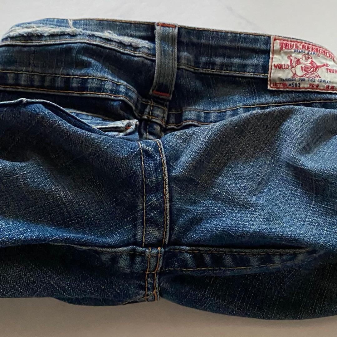 TRUE RELIGION USA製　26　ダメージデニムパンツ
